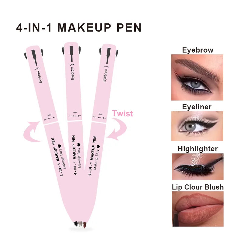 Multi-effect 4 In 1 Eyeliner Eyebrow Pencil Contour Pen Long Lasting Waterproof Cosmetics Eyeliner Makeup Pencil Lip Liner Pen