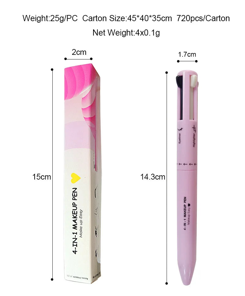 Multi-effect 4 In 1 Eyeliner Eyebrow Pencil Contour Pen Long Lasting Waterproof Cosmetics Eyeliner Makeup Pencil Lip Liner Pen