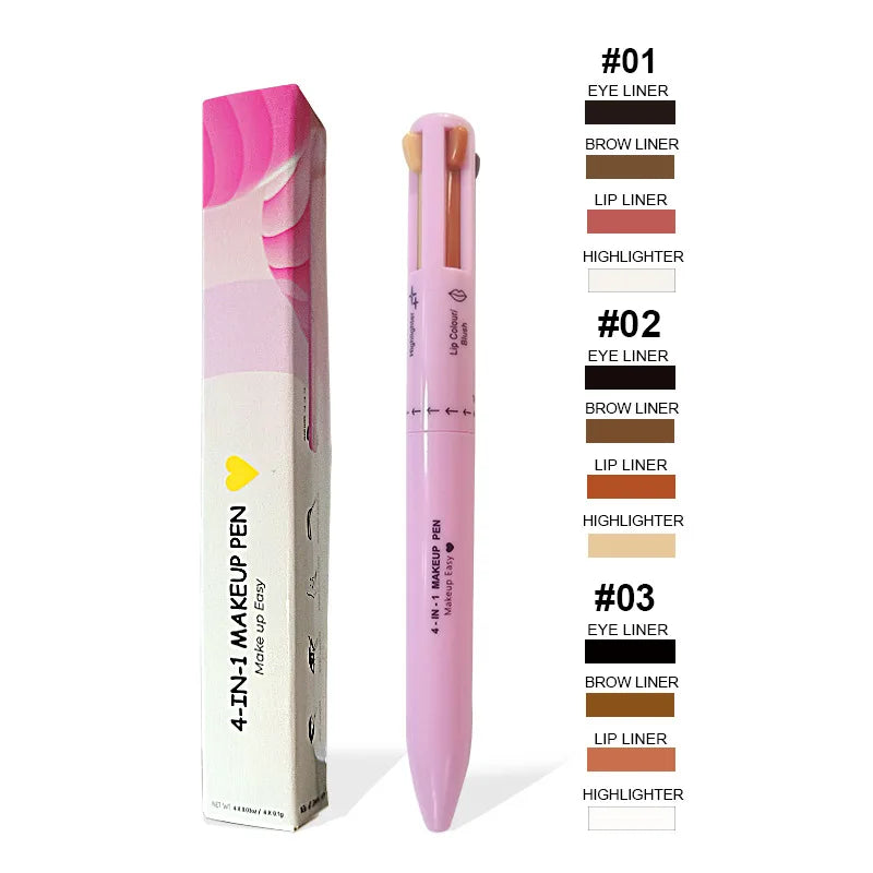 Multi-effect 4 In 1 Eyeliner Eyebrow Pencil Contour Pen Long Lasting Waterproof Cosmetics Eyeliner Makeup Pencil Lip Liner Pen